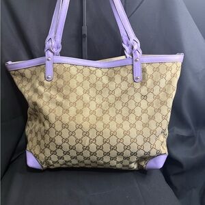 Gucci Beige and Purple Tote Bag